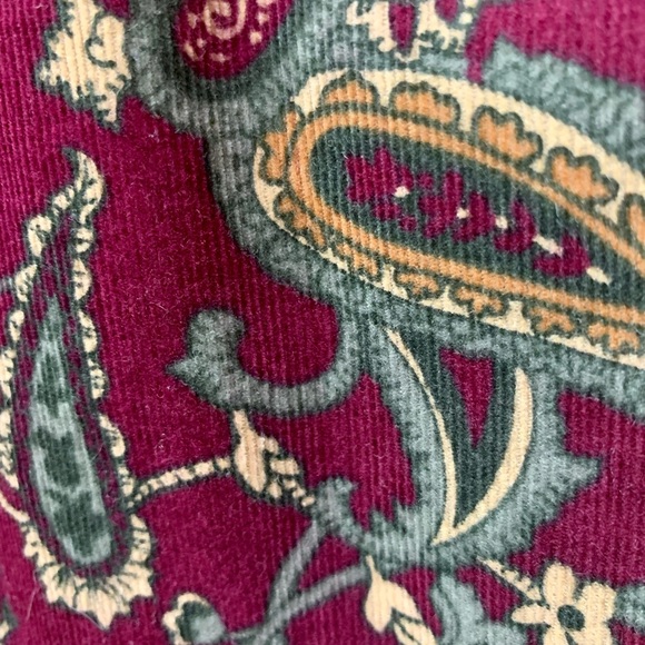 Vintage Bobbie Brooks Burgundy Corduroy Paisley Midi Dress Size XL - Picture 11 of 11